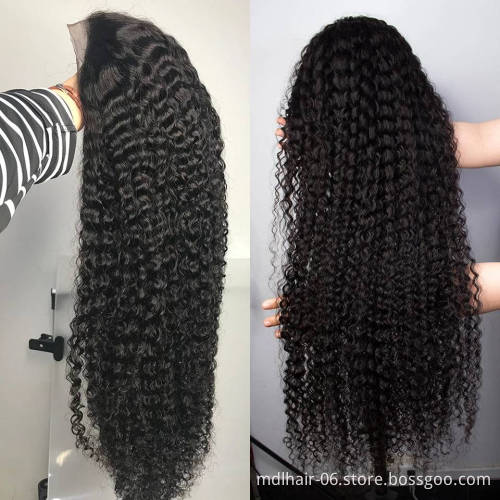 100% Human Hair Frontal Wig For Black Women Unprocessed Raw Indian Hair Kinky Curly Front Lace Wigs